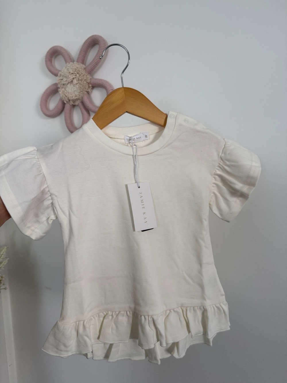 Jamie Kay Ivory Ruffle Sleeve Knit Top